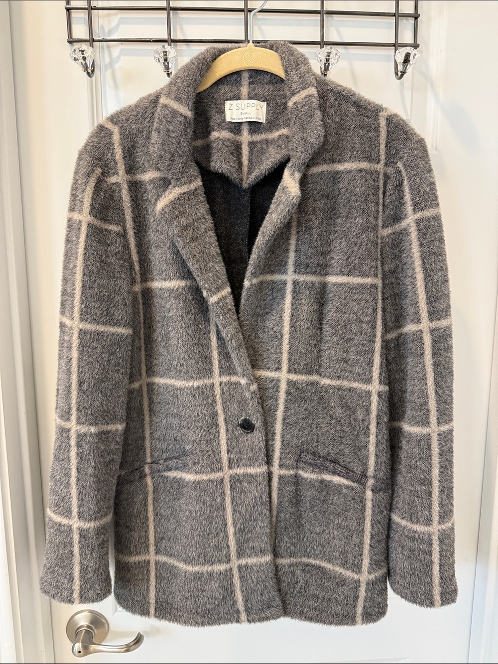 Z SupplyGray Windowpane Blazer Coat